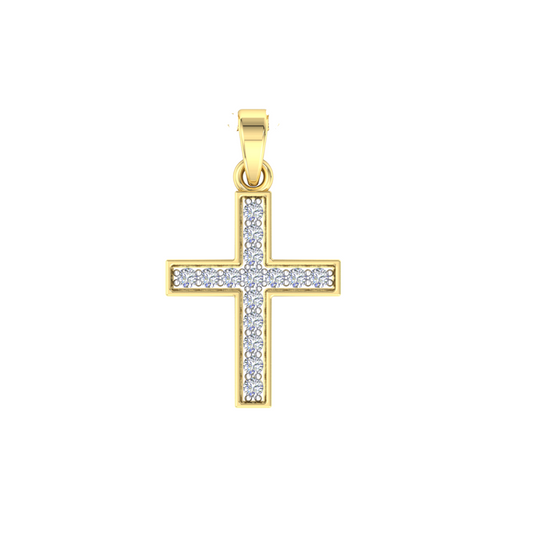 18k YG 0.11ct Diamond Cross Pendant (13x10mm)
