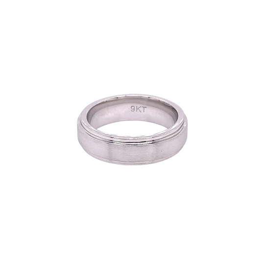 9k WG Gents Wedding Band Brushed Ring