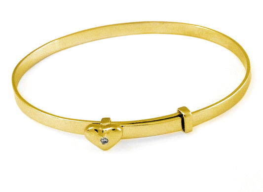 18k YG Diamond Heart Baby Bangle (2.5mm)