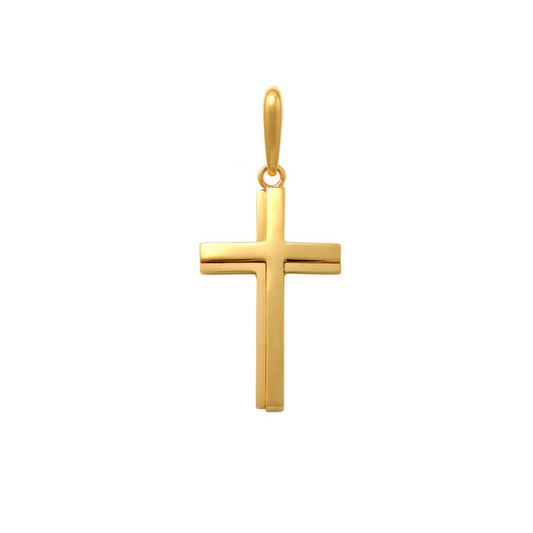 18k YG Raised Cross Pendant (28x16mm)