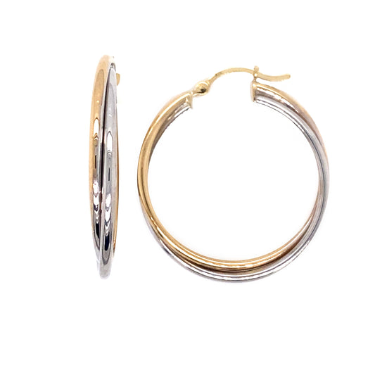 9k 2T Round Double Round Hoop Earrings (2mm)