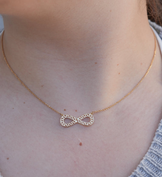 9k YG Greek Key Design Infinity Chain (45cm)