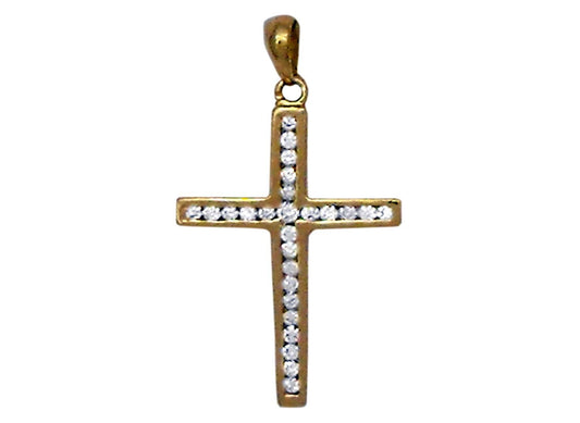 18k YG 0.27ct Diamond Cross Pendant (25x16mm)