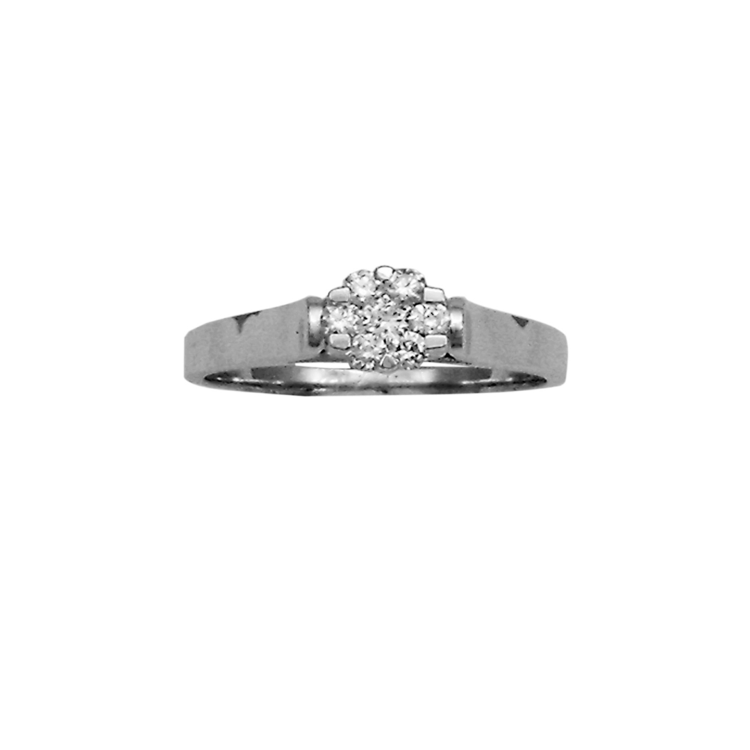 18k WG Dress ring set with Diamonds=0.25ct Size M.