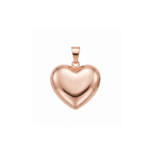 9k RG Polished Hollow Heart 18mm