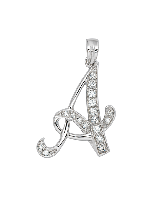 18k WG 0.09ct Diamond Script Letter Pendant (20mm)