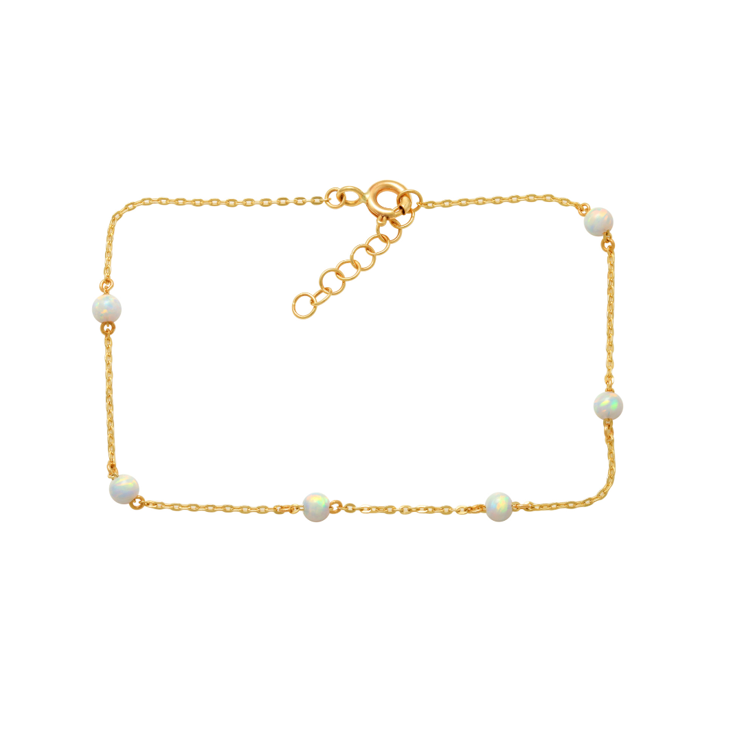 9k YG Opal Oval Link Bracelet 19cm