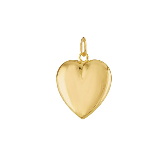 9k YG Hollow Heart Pendant, 9mm wide