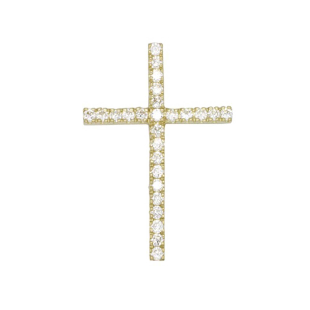 Yellow CZ Cross 30x20mm