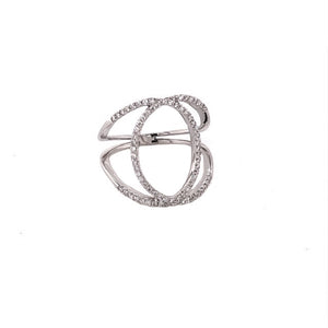9k WG Oval Wide Claw Diamond Ring