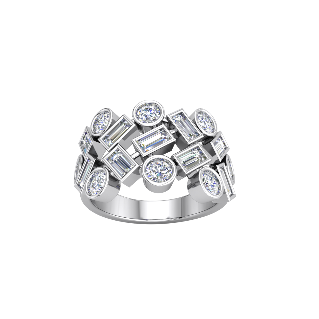 17D= 2.16ct Platinum Baguette & Bezel Set Ring