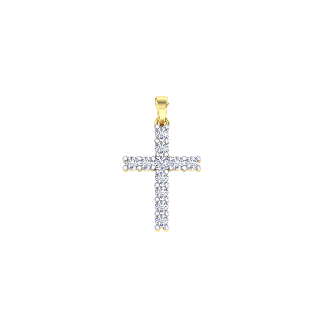 YG CZ Cross Pendant 17x12mm