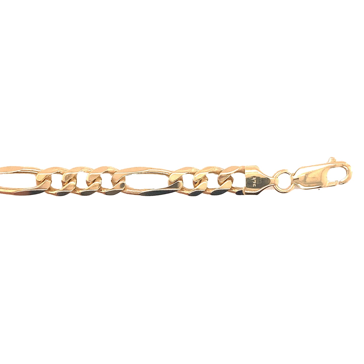 YG Italian 1 x 3 Figaro Bracelet 6.5mm wide (priced per gram)
