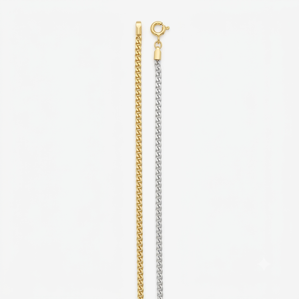 18k 2T Square Franco Chain 1.3mm wide 45cm Approx 2.70g