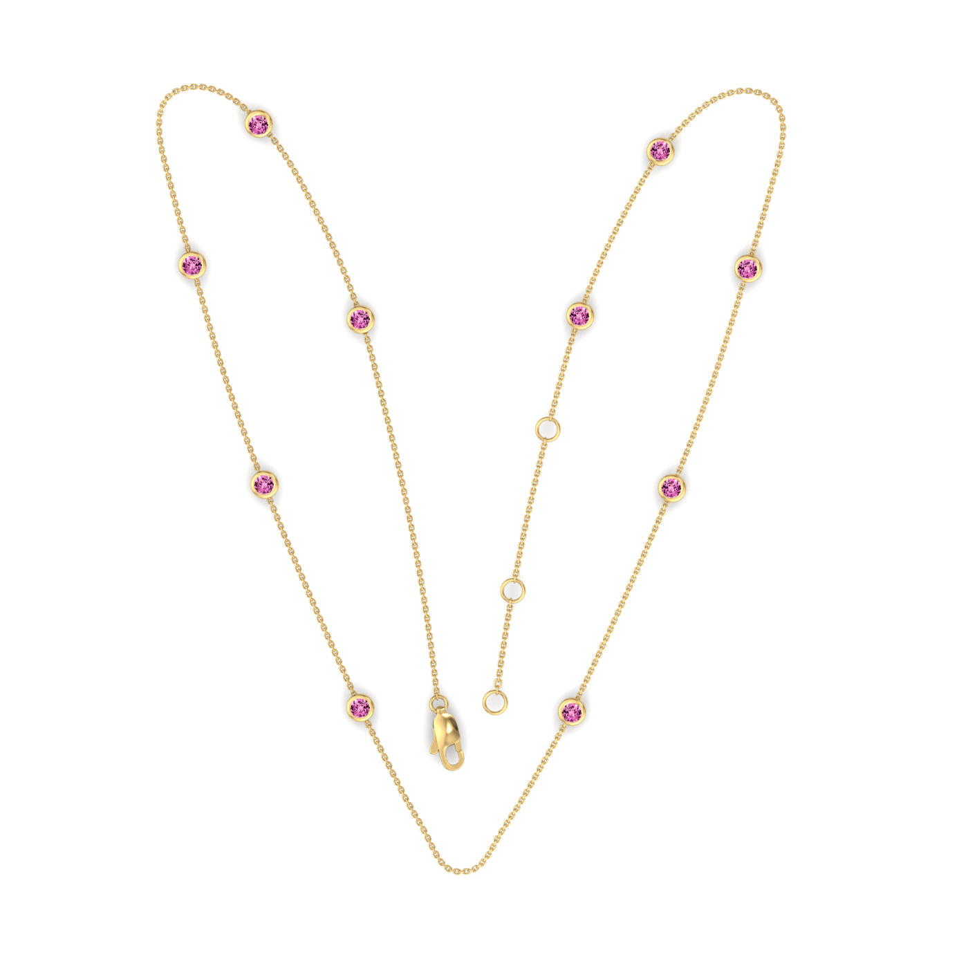 0.74ct Pink Sapphire Oval Link Chain (1.4mm)