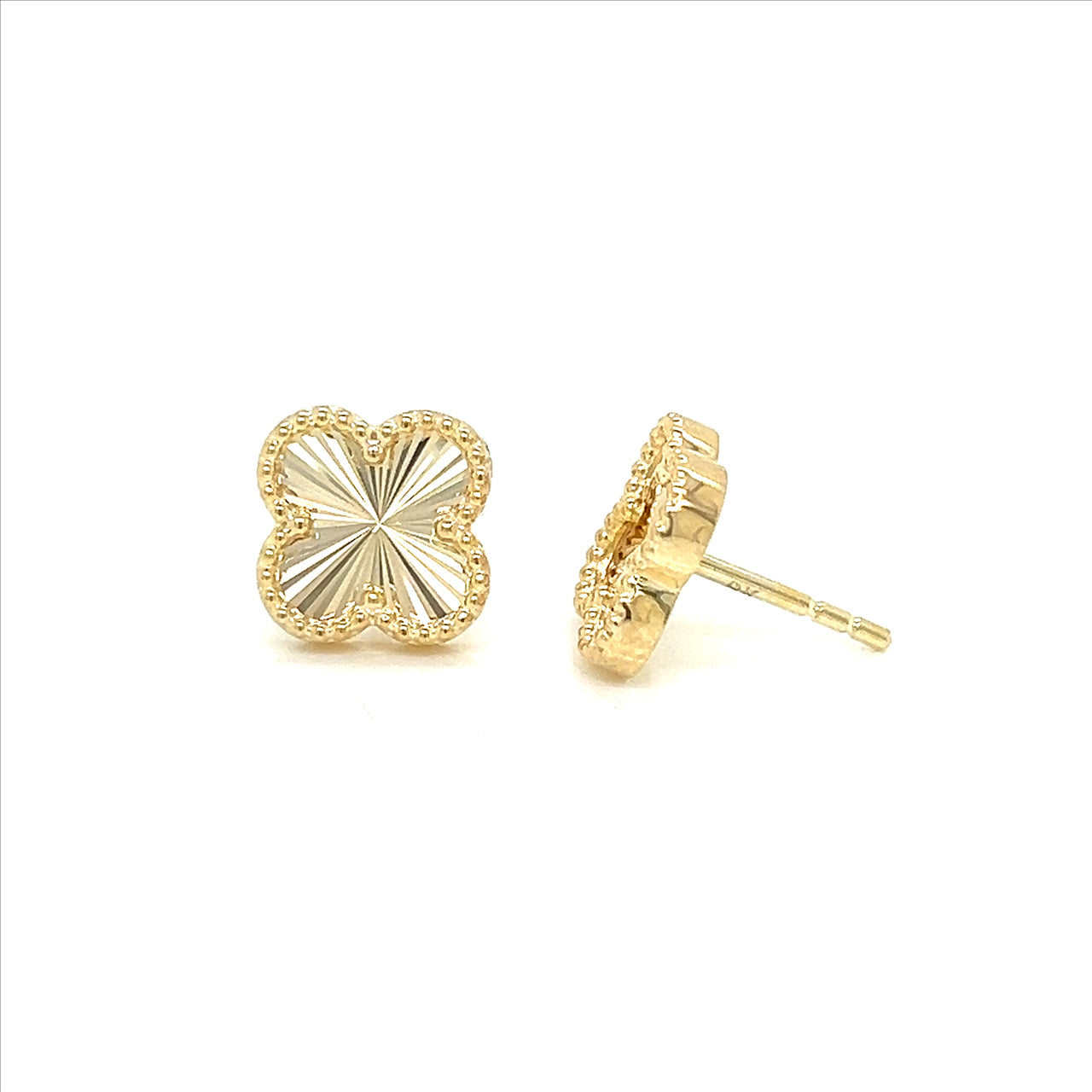 YG Four Leaf Clover Stud Earrings