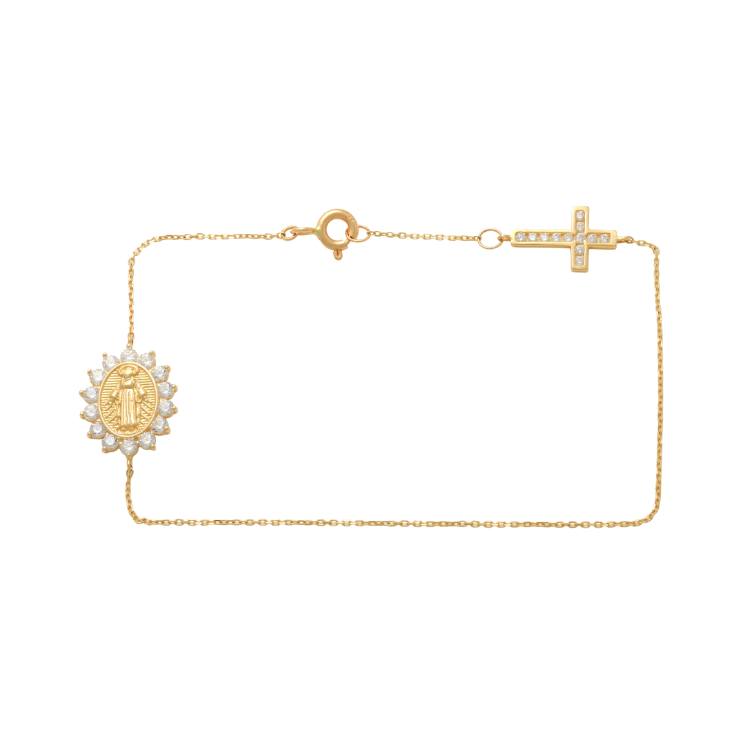 Miraculous Madonna CZ Cross (0.70mm)