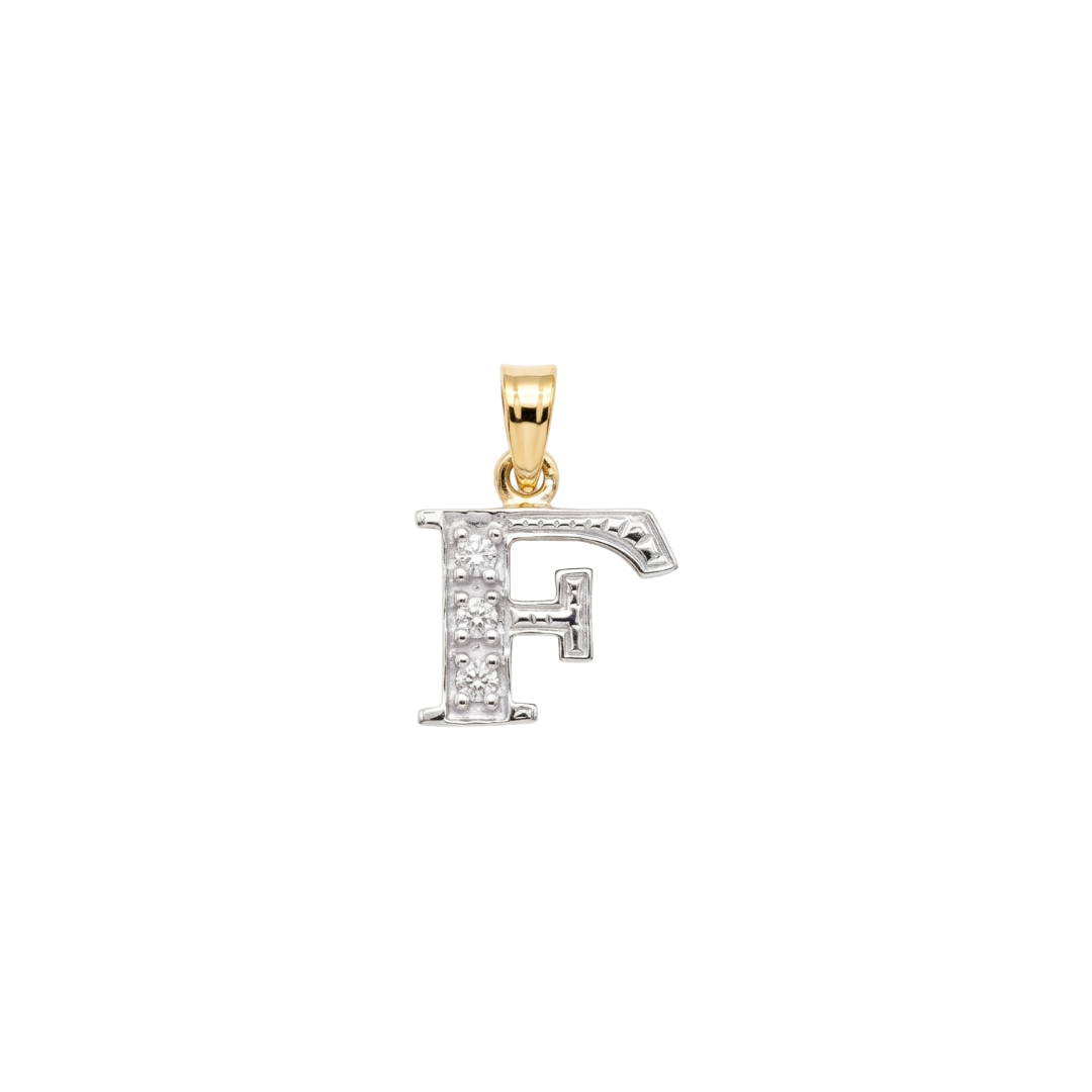Diamond Block Letter F (3D = 0.06ct 10mm)