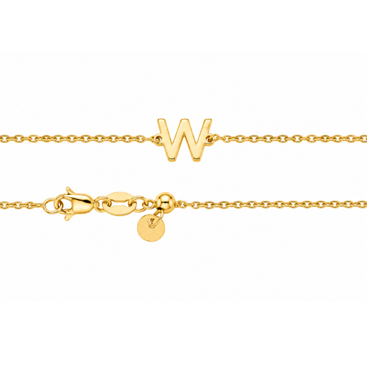 9k YG Letter W Trace Chain (1.1mm)
