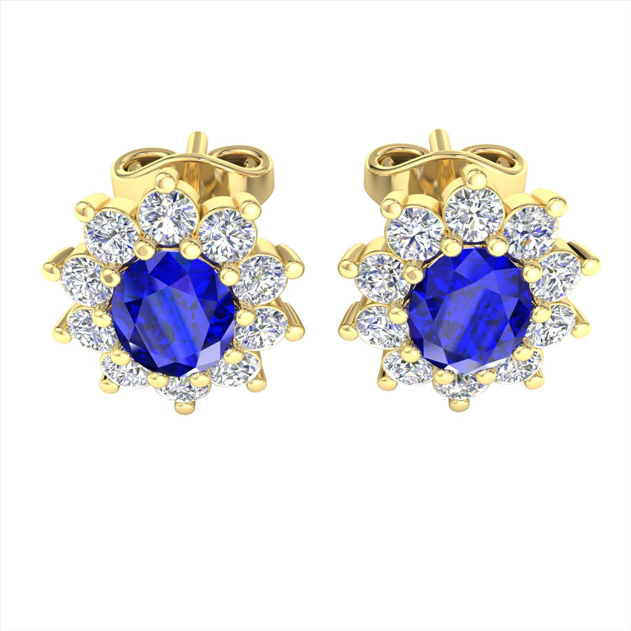0.50ct Blue Sapphire Cluster Stud