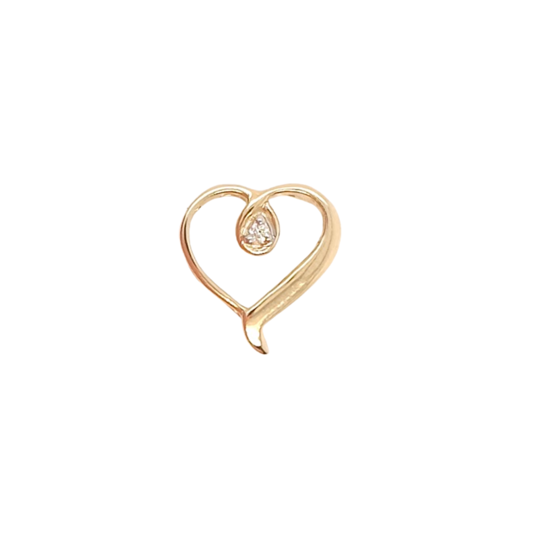 9k YG Diamond Heart Pendant. 14x12.5mm