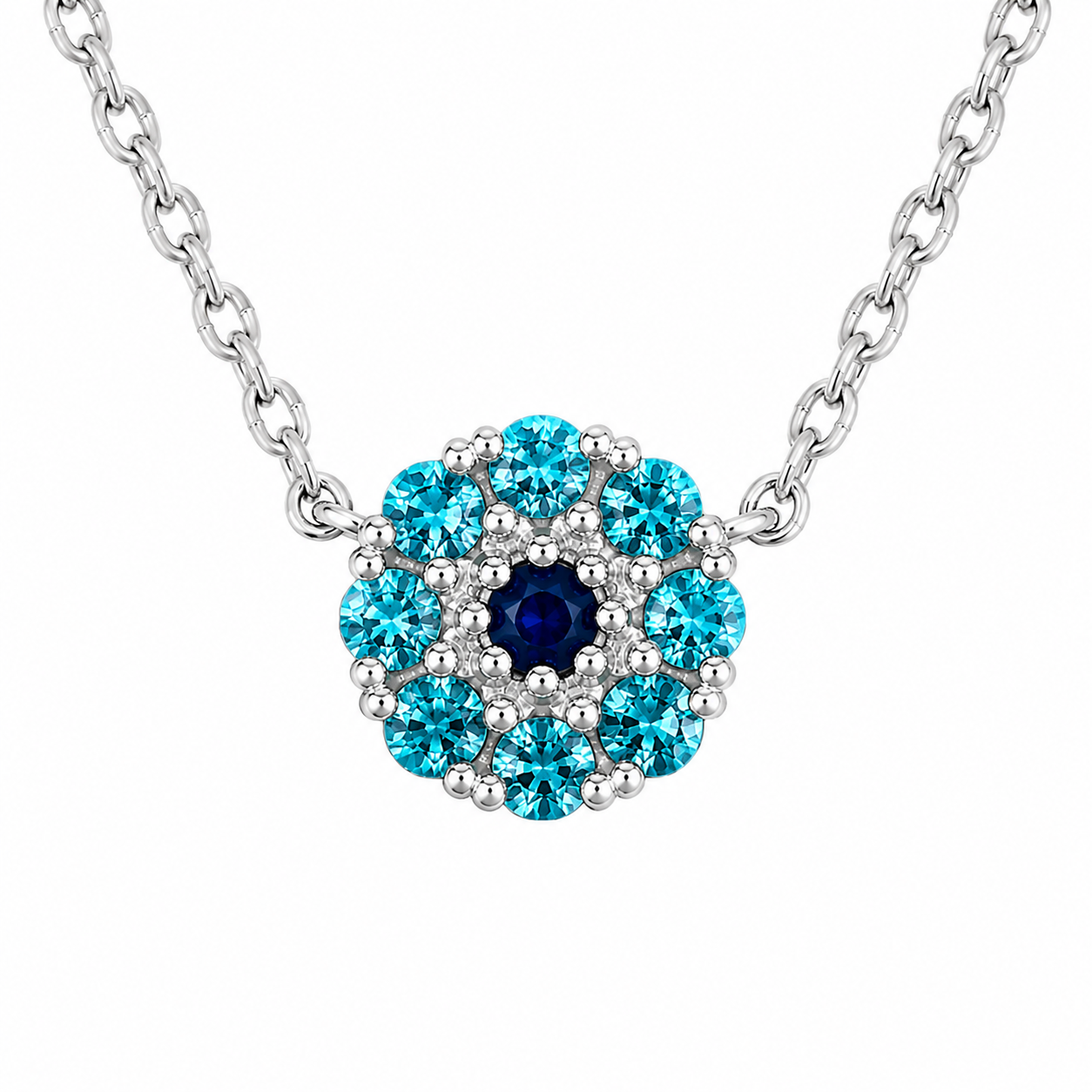 CZ Circle Pendant Oval Link (45cm)