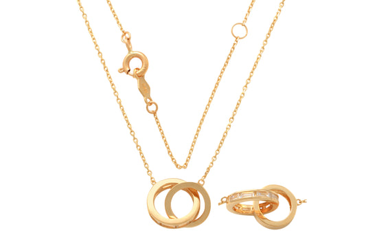 9k YG Interlocking Circles Oval Link Chain (45cm, O-Ring 42cm)