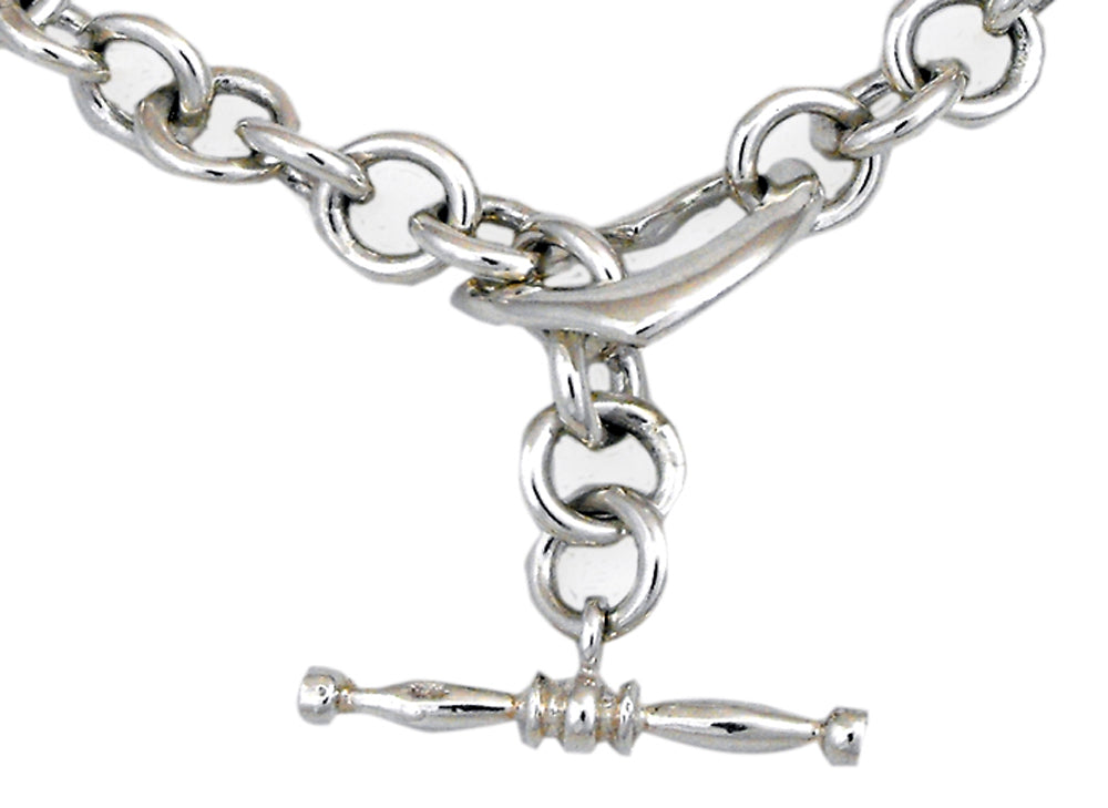 925 Round Link with T-Bar & Heart