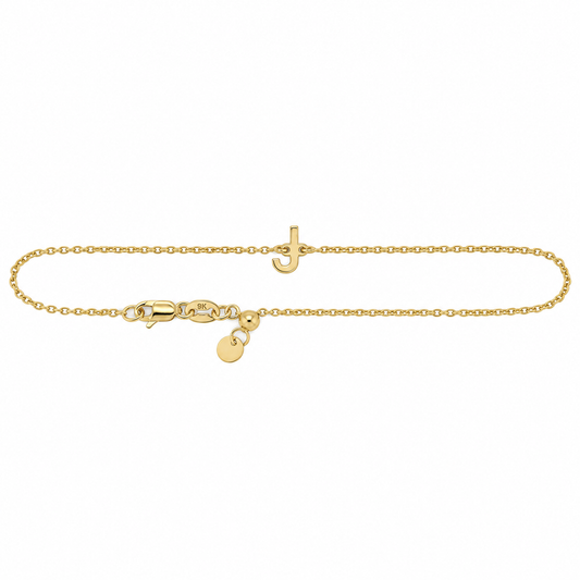 9k YG Letter J Trace Bracelet (1.1mm)