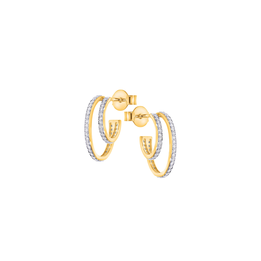 9k Diamond Double Oval Stud Earrings