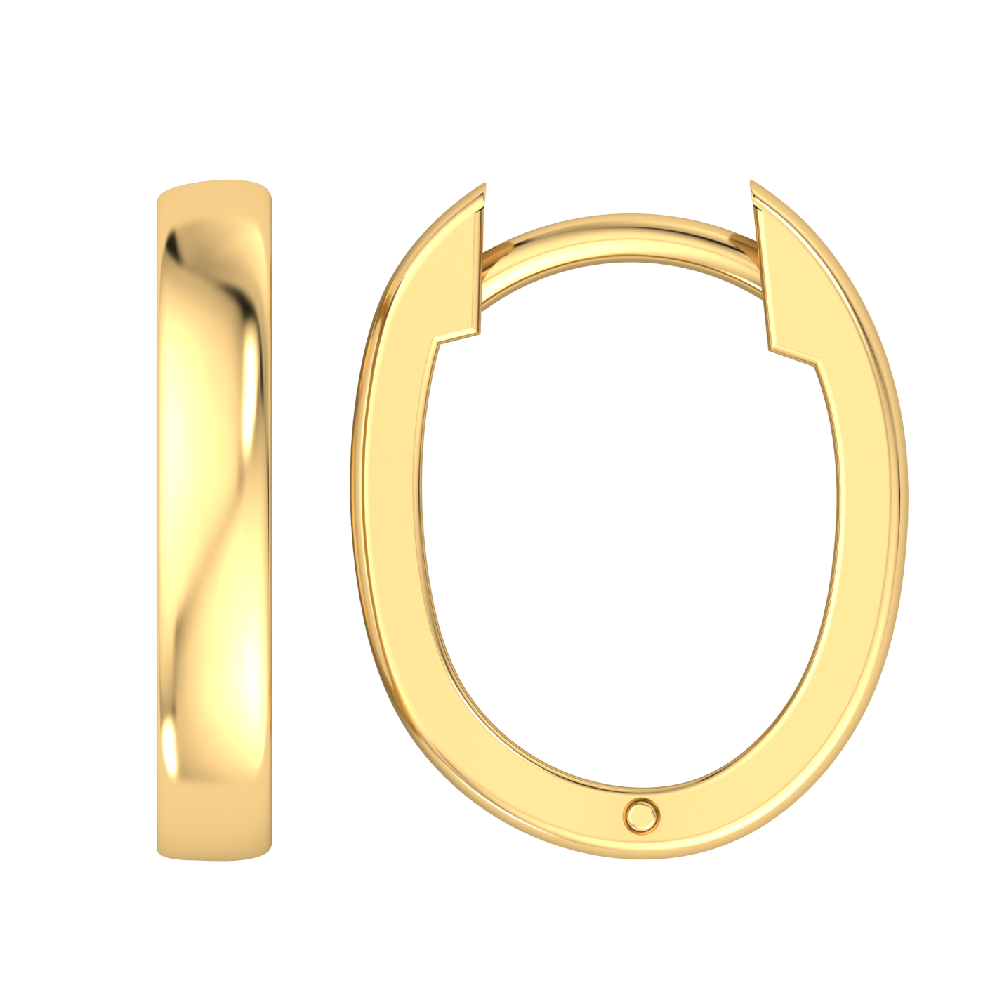 9k YG Oval Huggie Earrings 11x8mm Diameter. 2.5mm Wide