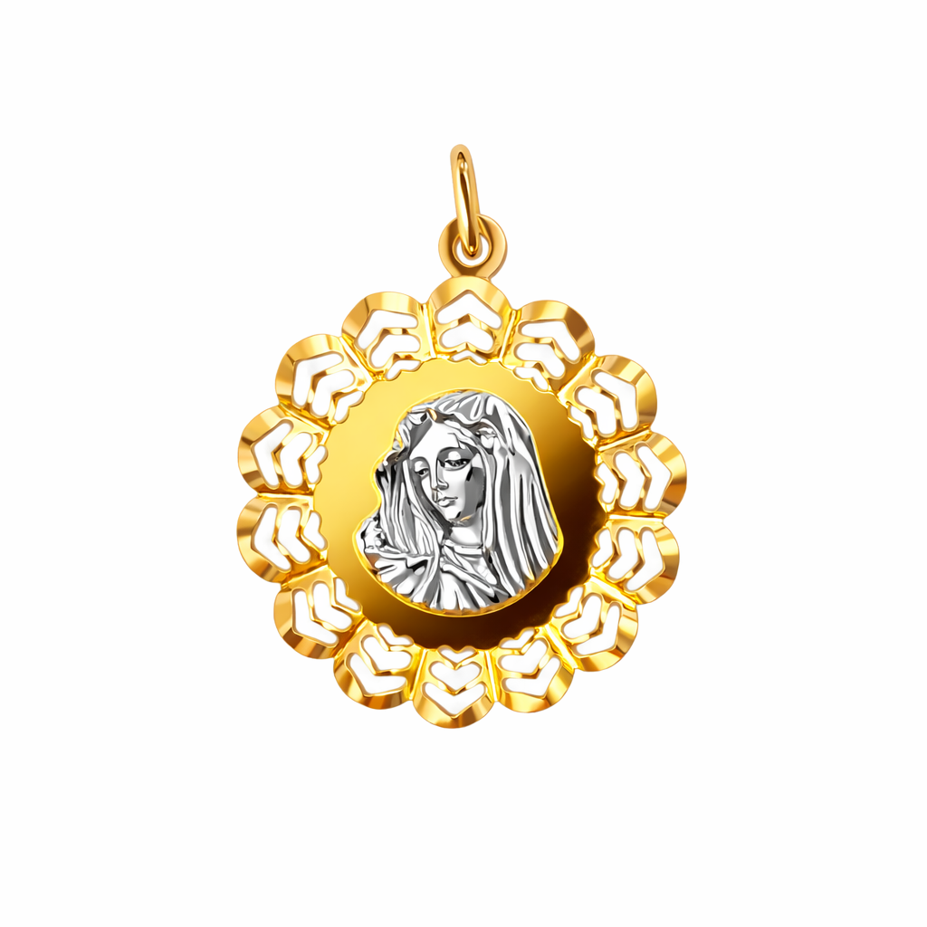 18k 2T Italian Madonna Pendant 22mm (priced per gram)