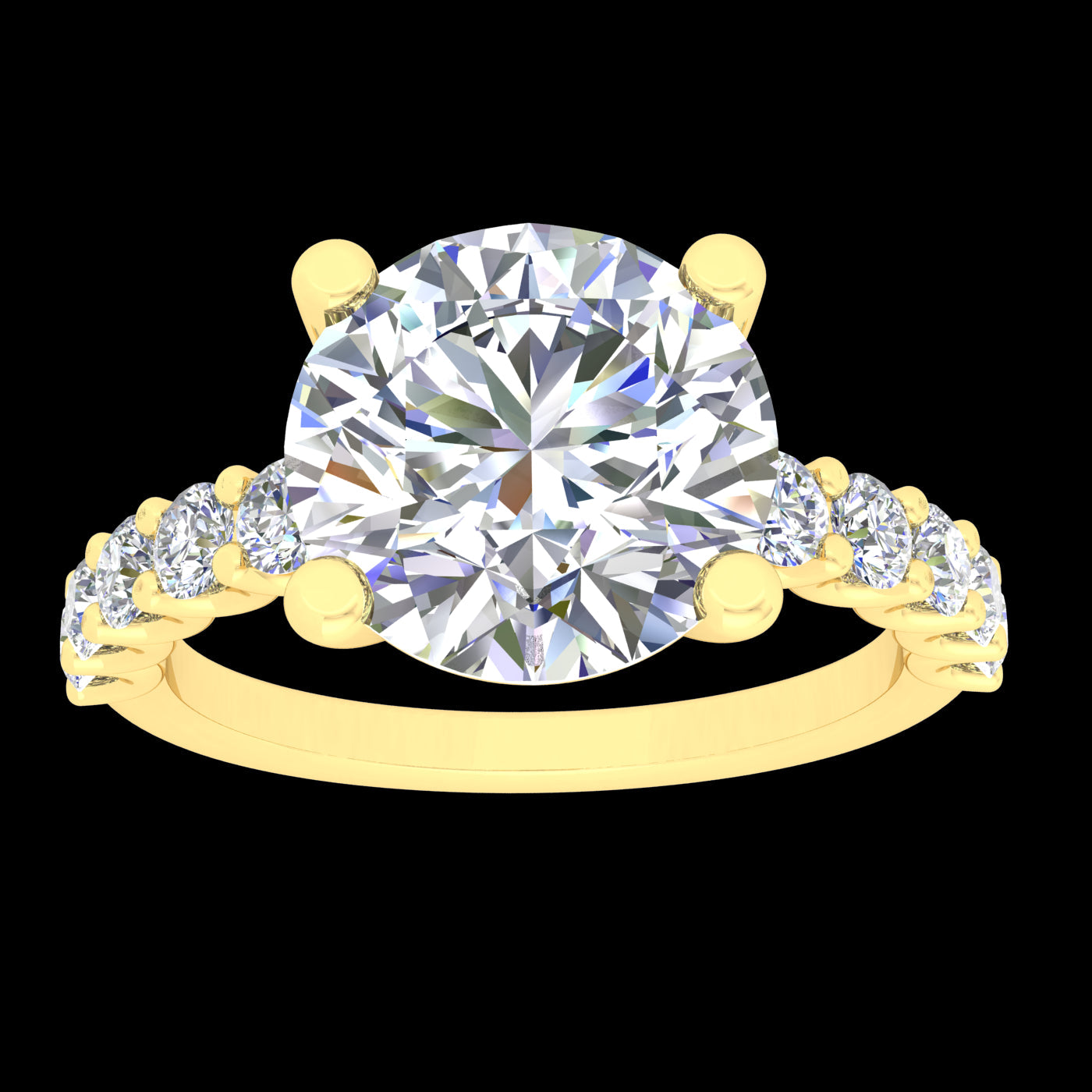 "Isabella" YG Solitare Ring with 4-Claw Set Stones