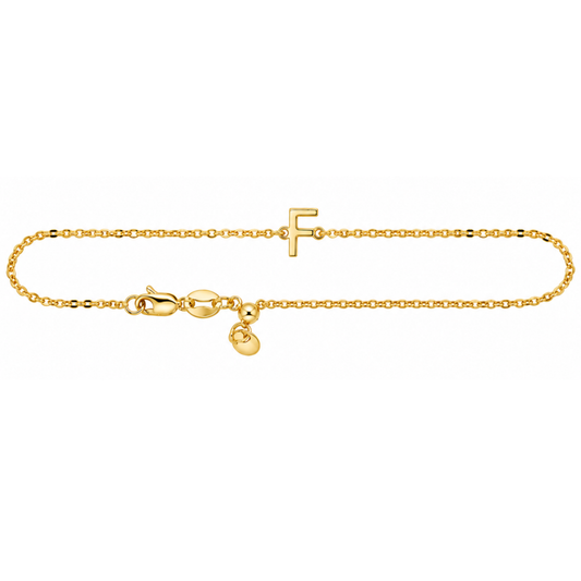 9k YG Letter F Trace Chain (1.1mm)