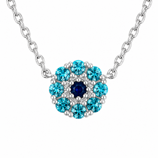 9k WG CZ Circle Pendant with Oval Link Chain 45cm with O-Ring at 42cm