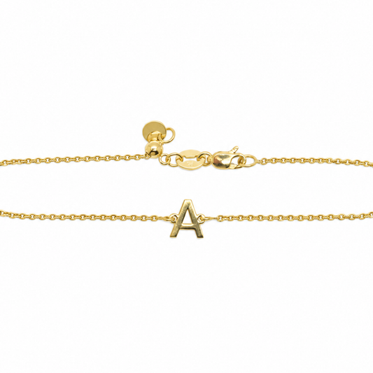 9k YG Letter A Trace Chain (1.1mm)