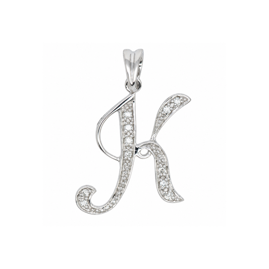9k WG Diamond Script Letter Pendant (15mm)