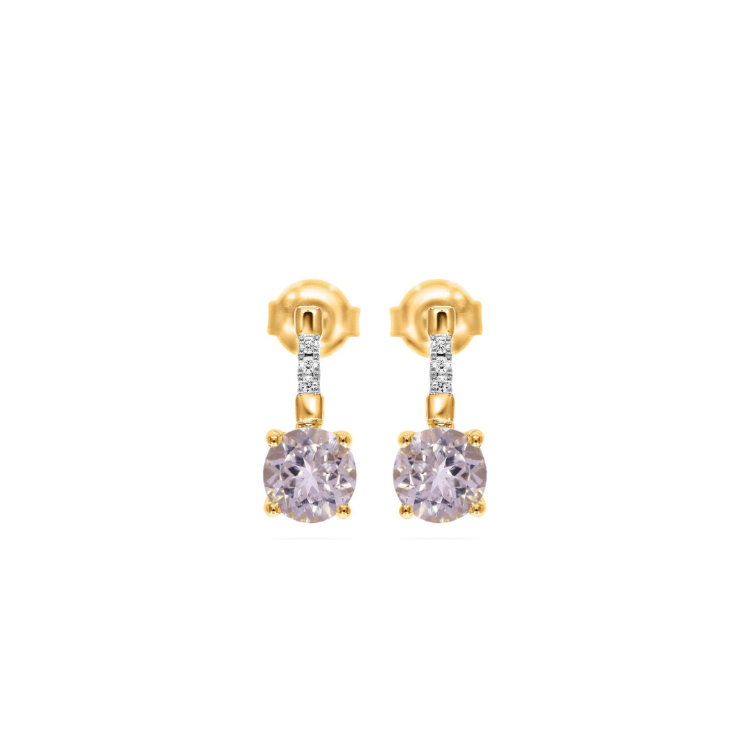 9k YG Diamond and Morganite Drop Studs with Butterfly Findings