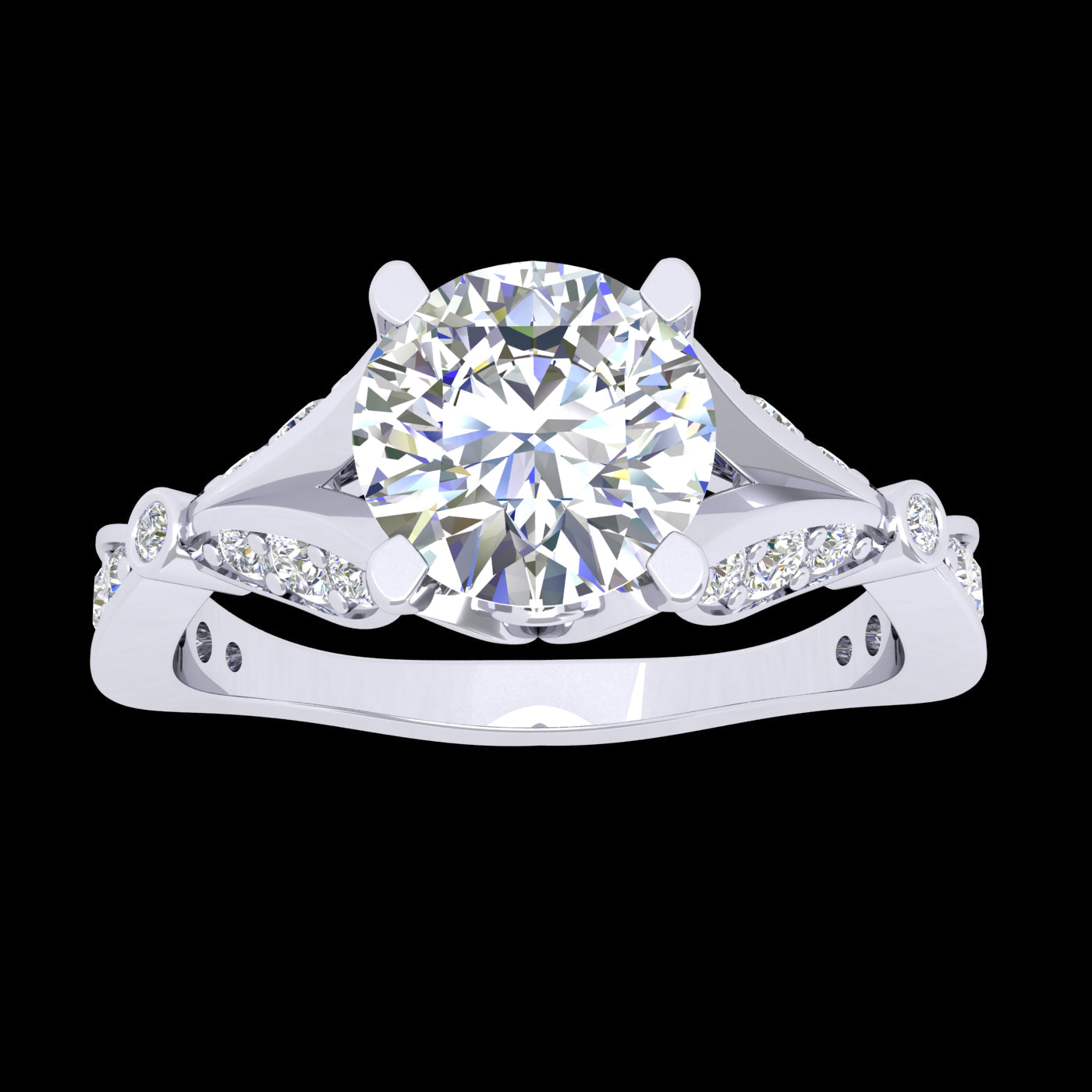 "Amelia" Cathedral Set Ring with Bespoke Stone Detail