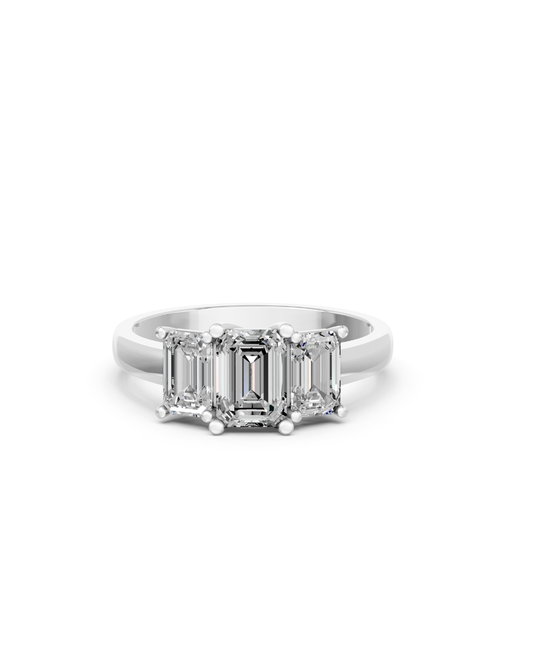 Lab Diamond Emerald Trilogy Ring (3D = 2.38ct)