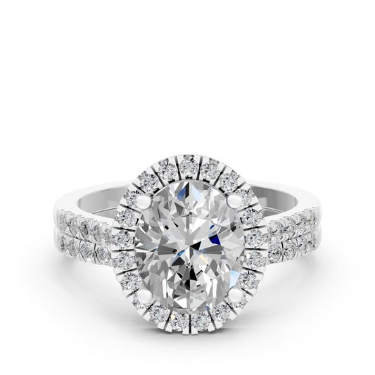 Lab Diamond Oval Halo Ring (47D Approx. 3.73ct)