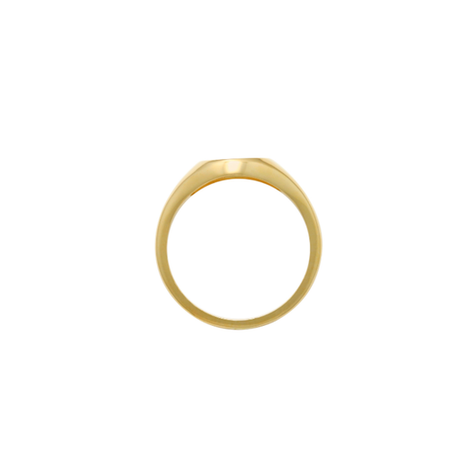 9k YG Round Signet Ring 9.7mm. Size M