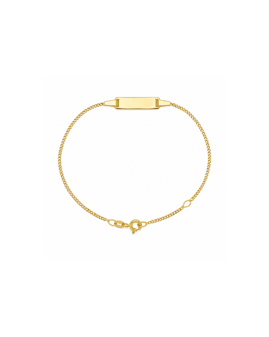 18k YG Italian Solid Curb ID Bracelet 1.4mm wide 17cm O-Ring at 15cm Approx 2.35g