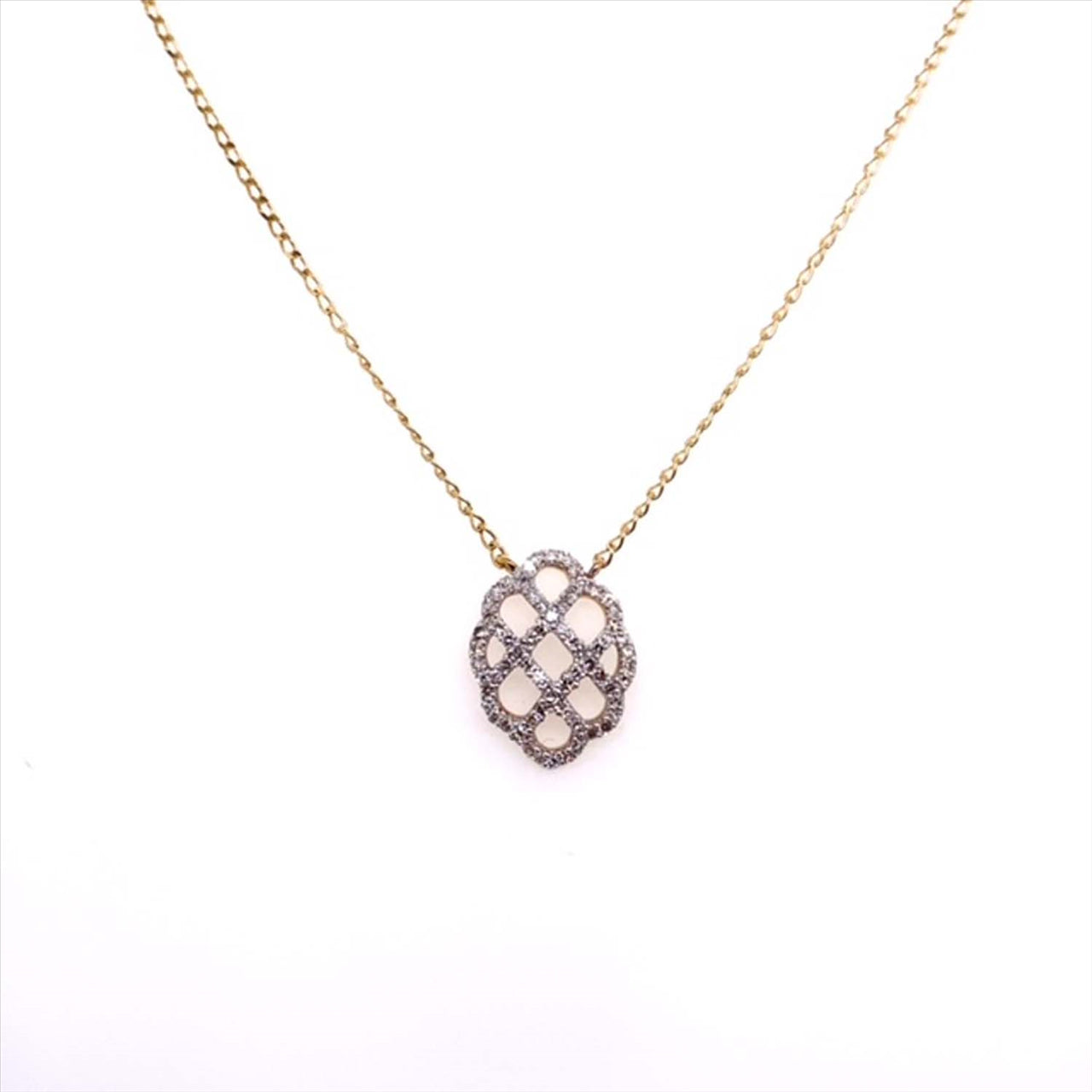 9k YG Oval Diamond Pendant 67D=0.20ct with Chain