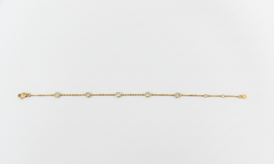 18k YG Solid Oval Link Diamond Bracelet 1.4mm Wide 19.5cm . Bezel Set with 5D= 0.70ct, O-Rings at 16.5 & 18cm