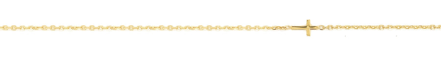 9k YG Italian Solid Oval Link Anklet with Cross 2.0mm wide 25cm. Approx 2.7g