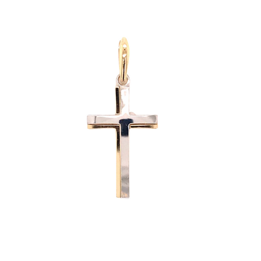 18k 2T Raised Cross Pendant (28x16mm)