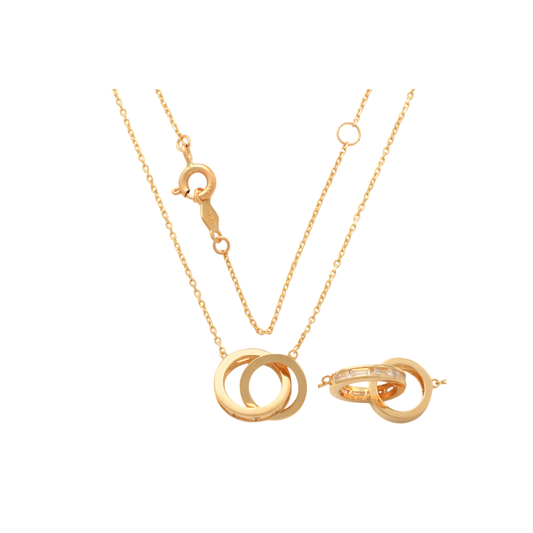 9k YG Interlocking Circles Oval Link Chain (45cm, O-Ring 42cm)