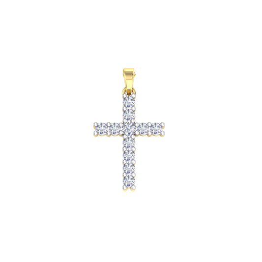 18k 2T 1.25ct Diamond Cross Pendant (21mm x 15mm)