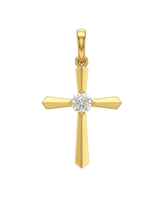 18k YG CZ Cross Pendant (17x11mm)